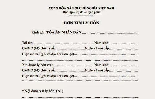 Mẫu đơn thuận tình ly hôn 